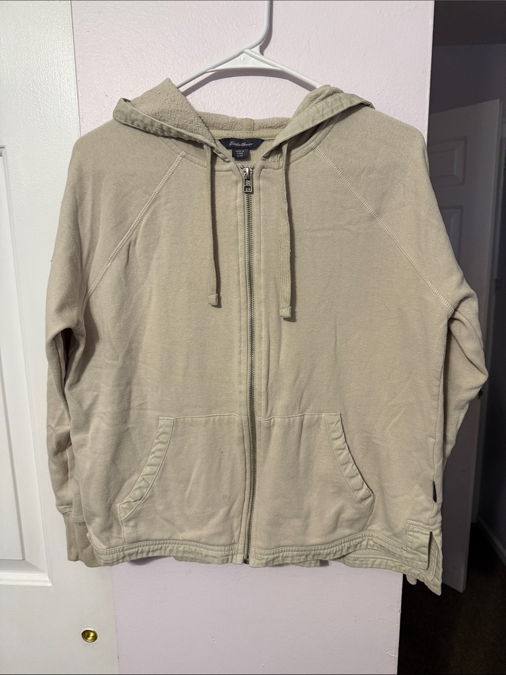 Eddie Bauer Men's Zip-Up Hoodie in Light Tan